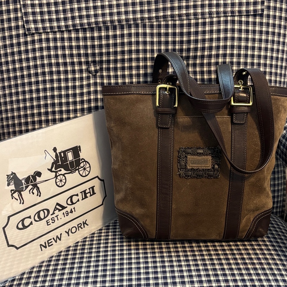 Coach Carly Suede and Leather tote